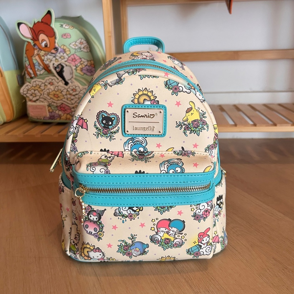 Loungefly Sanrio AOP Teal tattoo flash Backpack-NWT